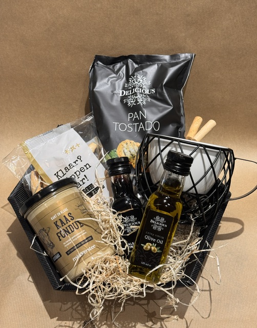 Luxe kaas fondue kerstpakket Luxe kaas fondue kerstpakket