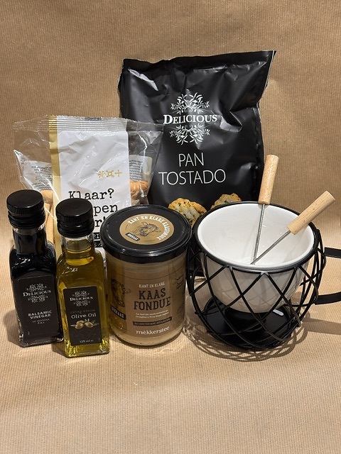 Luxe kaas fondue kerstpakket Luxe kaas fondue kerstpakket